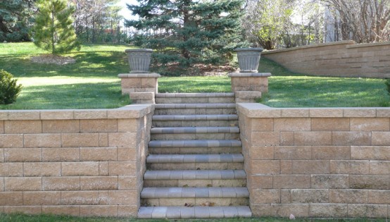 Steps through walls with pillar top in Bloomington