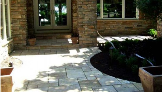Patterned Highland Brownstone walk and patio in St Louis Park