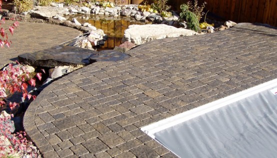 Pool Deck Veneer with Anchor Pavers in Plymouth