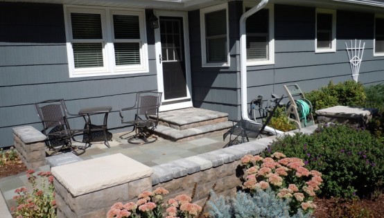 Bluestone patio-artisana free standing wall and landscape in Edina