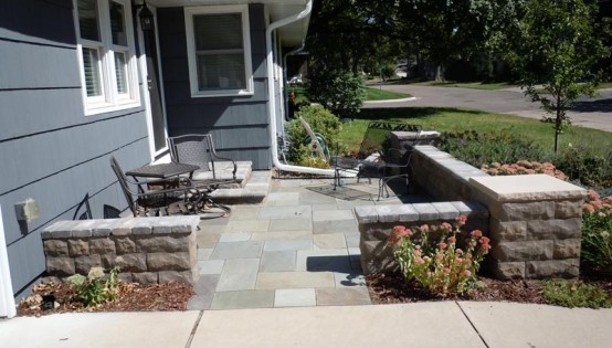Bluestone patio and Anchor Artisana wall block in Edina