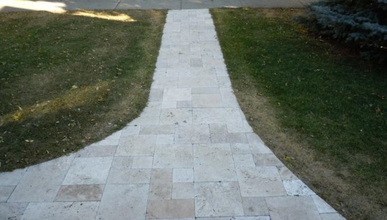 Travertine Sidewalk in Minneapolis