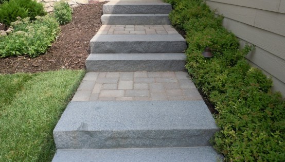 Paver walk with Granite steps in Plymouth