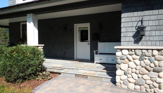Veneered Bluestone with Willow Creek paver sidewalk in Edina
